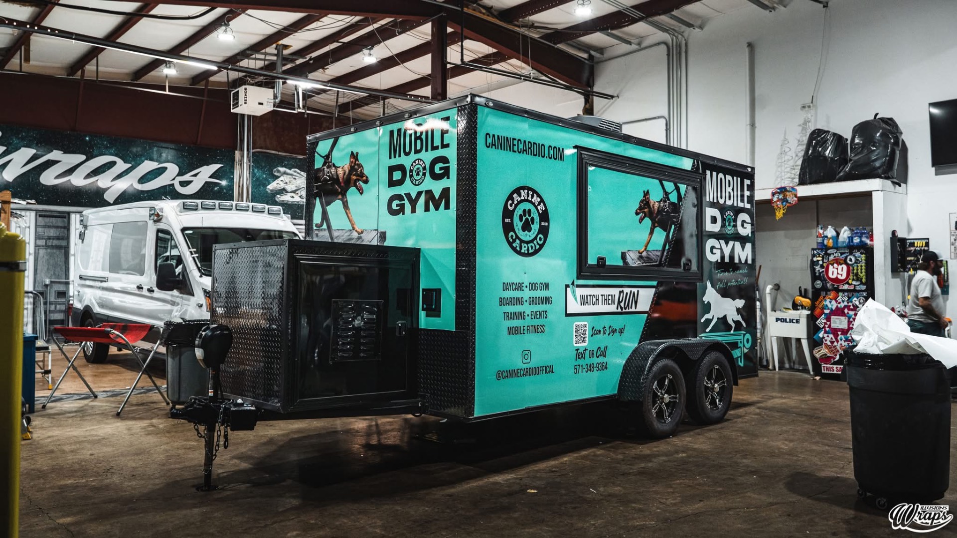 Canine Cardio's mobile dog treadmill trailer